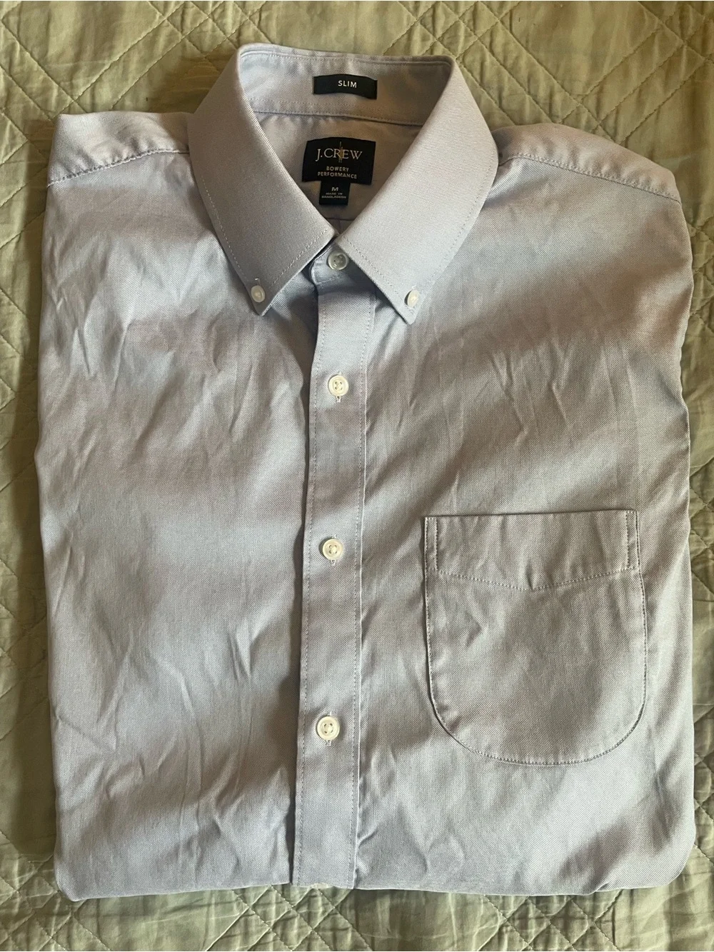 J. CREW Bowery Slim performance stretch oxford shirt in Blue Size M $98 CP684